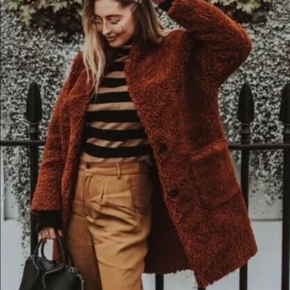 NEW Zara double faced faux fur coat blogger style - Picture 2 of 9